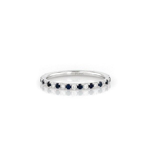 Riviera Pave Sapphire and Diamond Eternity Ring in Platinum (1.5 mm)