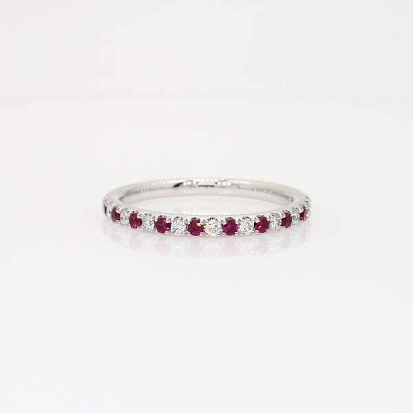 Riviera Pavé Ruby and Diamond Ring in Platinum (1.5 mm) | Blue Nile