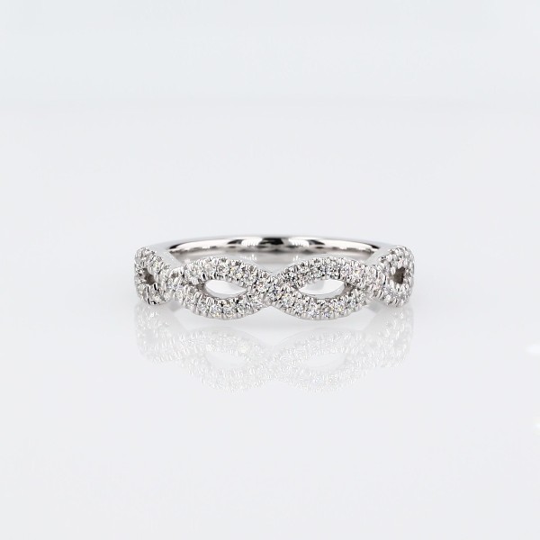 Infinity Twist Micropavé Diamond Wedding Ring in 14k White Gold