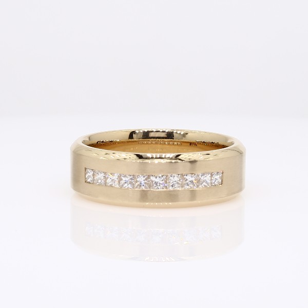 14k 金公主方形切割槽镶钻石结婚戒指（1/2 克拉总重量）