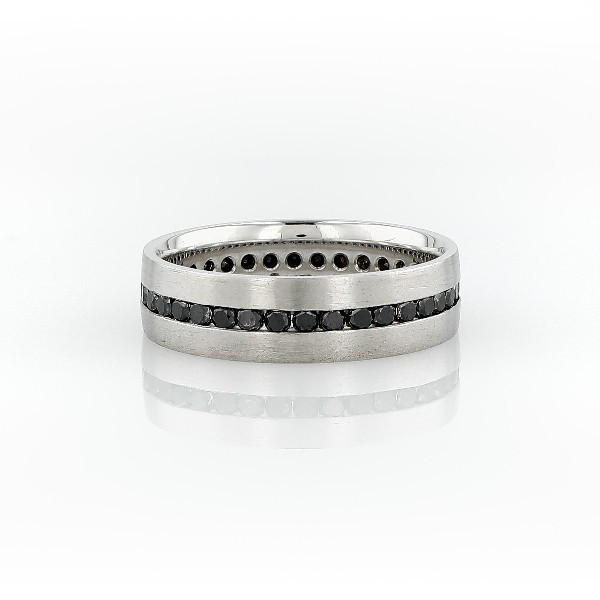 Black Diamond Channel Set Wedding Ring in 14k White Gold (6 mm, 7/8 ct. tw.)