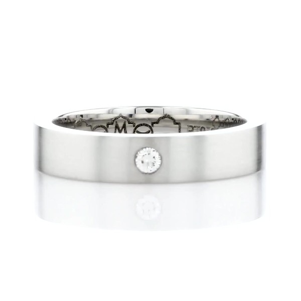 铂金单钻内圈圆弧设计结婚戒指（6 毫米）