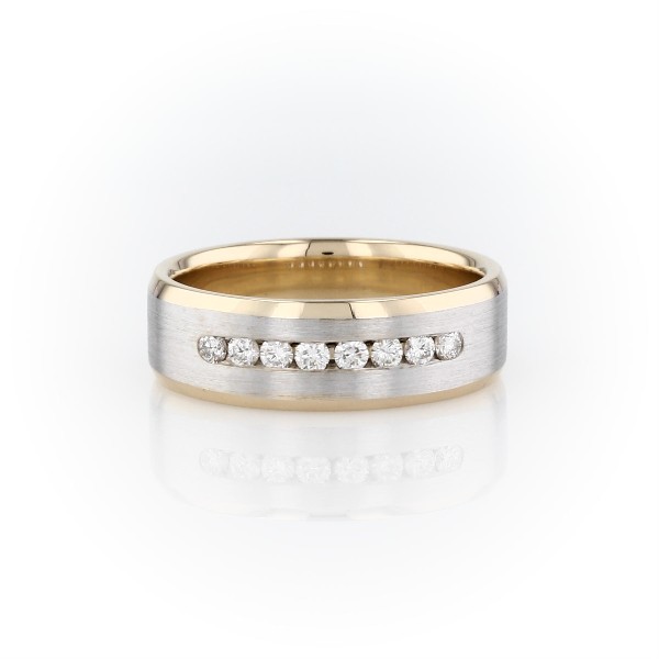 Diamond Channel-Set Wedding Ring in 14k White Gold and Yellow Gold (1/3 ct. tw.)