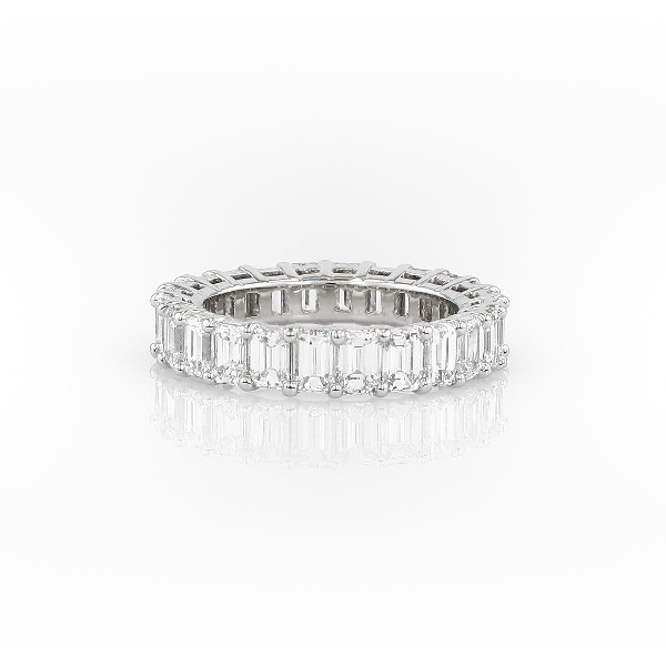 Emerald Shape Diamond Eternity Ring in Platinum (4.0 ct. tw.)