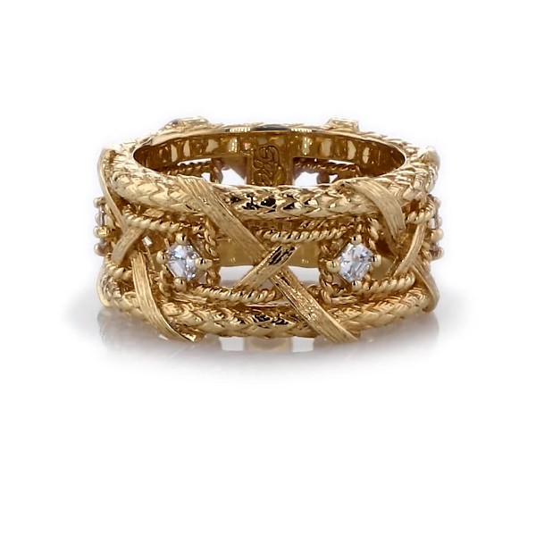 Bella Vaughan Basket Weave Diamond Eternity Ring in 18k Yellow Gold (1/3 ct. tw.)