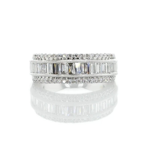 ZAC ZAC POSEN Luxe Triple Row Baguette & Pavé Diamond Wedding Ring in 14k White Gold (7 mm, 1 1/2 ct. tw.)
