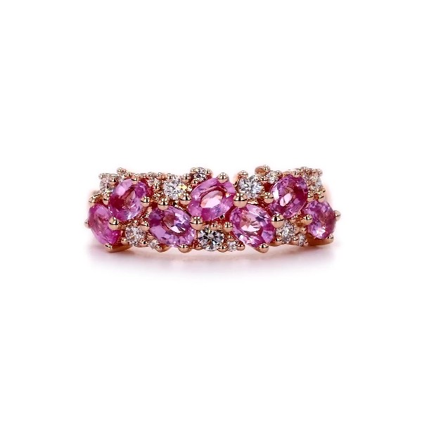Romantic Oval Pink Sapphire and Diamond Ring in 14k Rose Gold (0.23 ct. tw.)