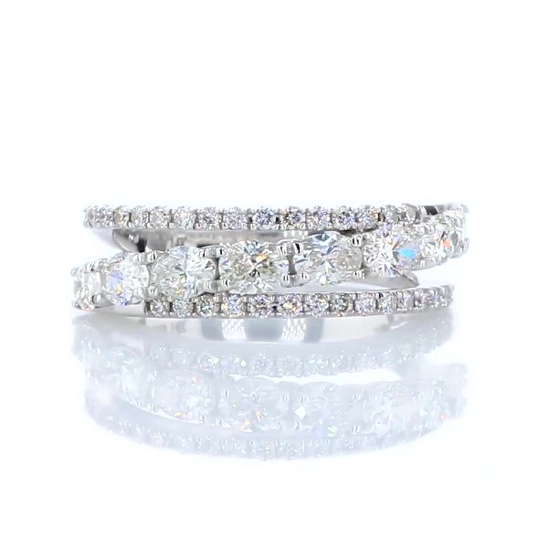 Bague d’anniversaire de mariage croisée avec diamant taille ovale en or blanc 14 carats(1 1/3 carats, poids total)