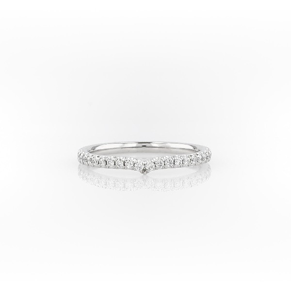 Classic V-Curved Diamond Ring in 14k White Gold 
