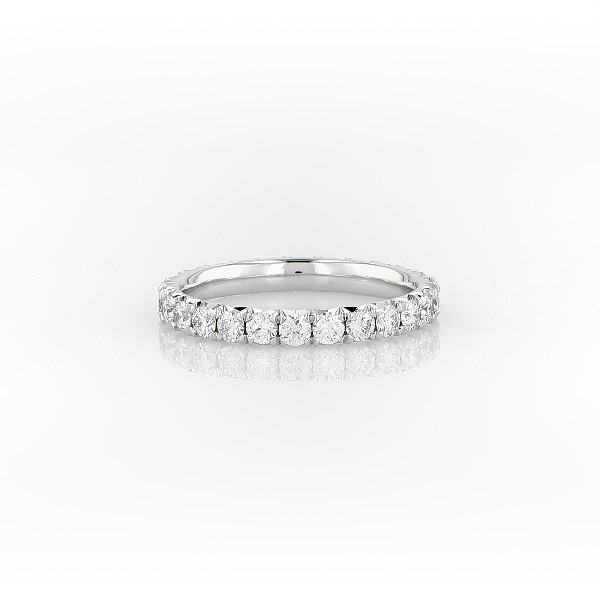 French Pavé Diamond Eternity Ring in 14k White Gold (1 ct. tw.) 
