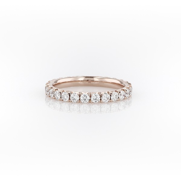 French Pavé Diamond Eternity Ring in 14k Rose Gold  (1 ct. tw.)