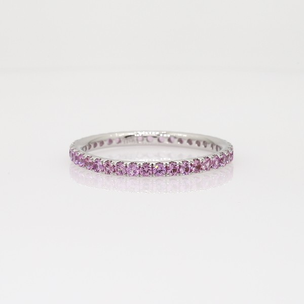 Riviera Pavé Pink Sapphire Eternity Ring in 18k White Gold (1.5mm ...