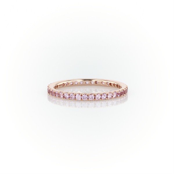 Riviera Pavé Pink Sapphire Eternity Ring in 18k Rose Gold (1.5mm)