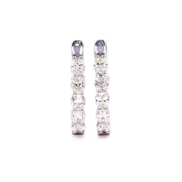 Oval Diamond Eternity Hoop Earrings in 14k White Gold (1.99 ct. tw.)