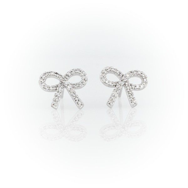 Diamond Bow Stud Earrings in 14k White Gold (1/4 ct. tw.)