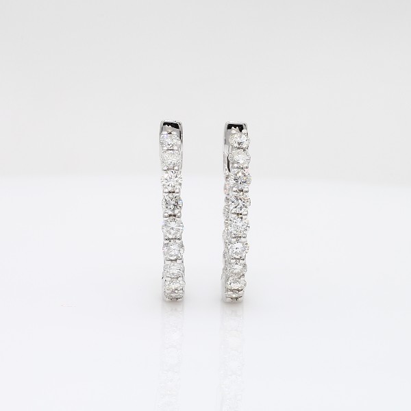 Diamond Eternity Hoop Earrings in 14k White Gold (1 ct. tw.)