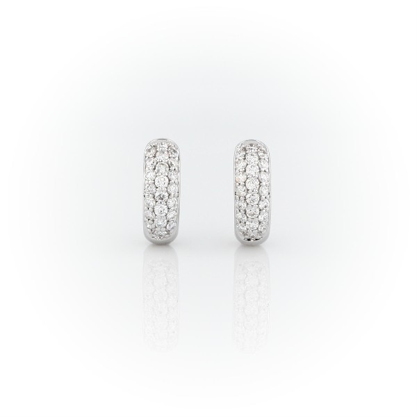 Mini Diamond Pavé Huggie Hoop Earrings in 14k White Gold (1/3 ct. tw.)