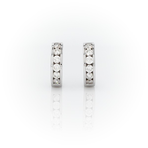 Mini Channel-Set Huggie Hoop Earrings in 14k White Gold (1/2 ct. tw.)