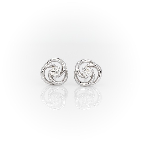 Petite Diamond Circular Twist Stud Earrings in 14k White Gold (0.18 ct. tw.)