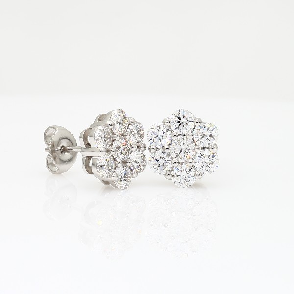Blue Nile Signature Diamond Floral Stud Earrings in Platinum (2.20 ct ...