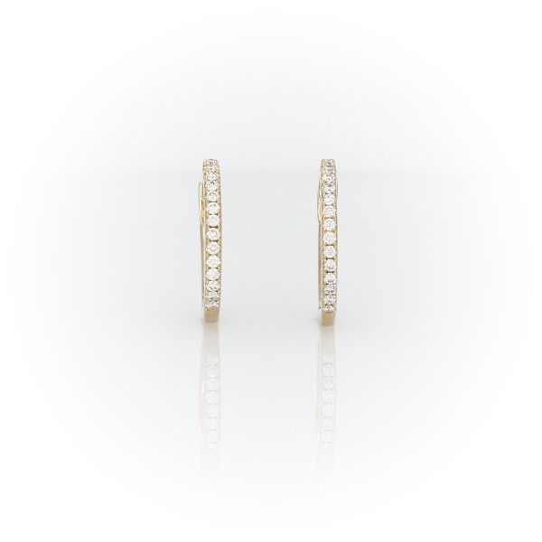 Petite Diamond Huggie Hoop Earrings in 14k Yellow Gold