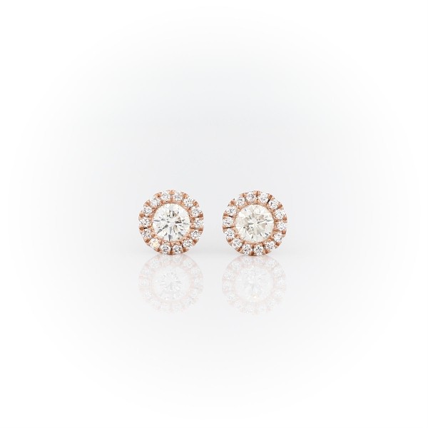 Puces d’oreilles halo de diamants Martini en or rose 14 carats(1/2 carat, poids total)