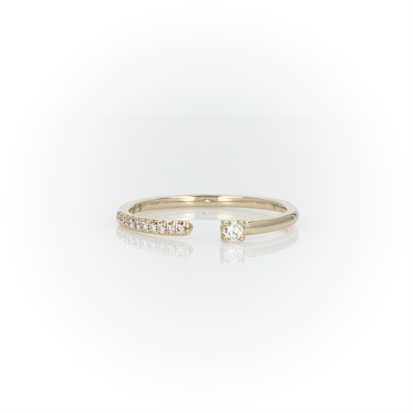 Ultra Mini Diamond Pave Open Stackable Fashion Ring in Yellow Gold
