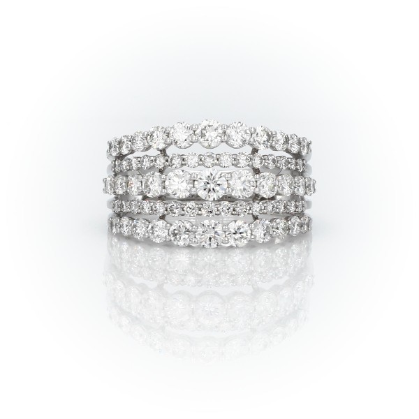 Diamond Graduated Row Fashion Ring in 14k White Gold (1.89 ct. tw.)