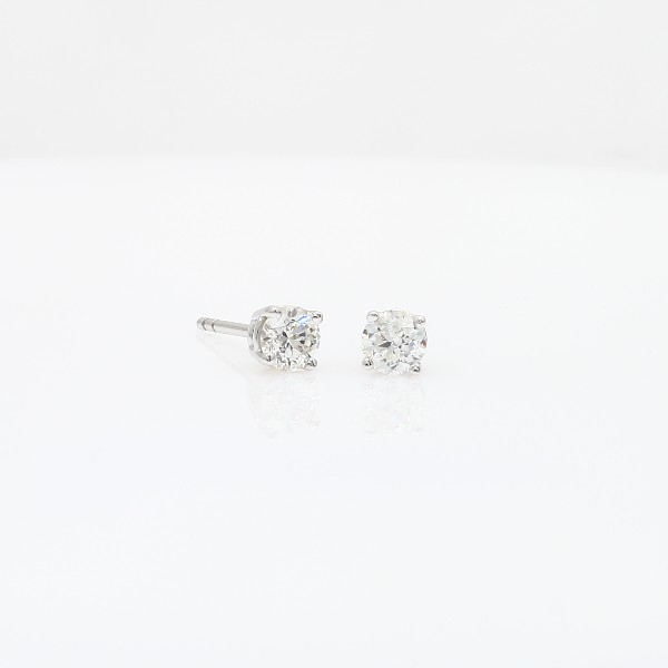 14k White Gold Four-Claw Diamond Stud Earrings (0,46 carats, poids total)