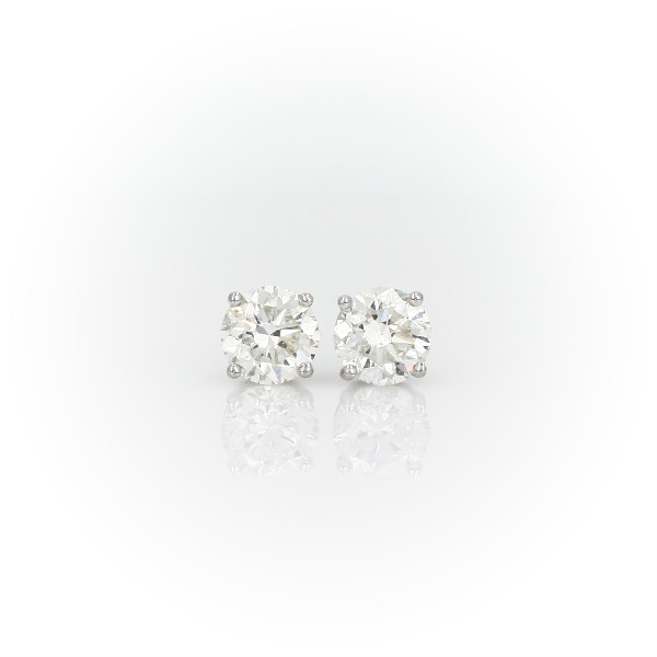 14k White Gold Four-Claw Diamond Stud Earrings (1.96 ct. tw.)