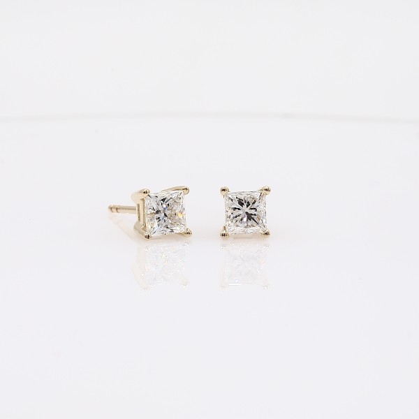 Princess Diamond Stud Earrings in 14k Yellow Gold (1 ct. tw.) | Blue Nile