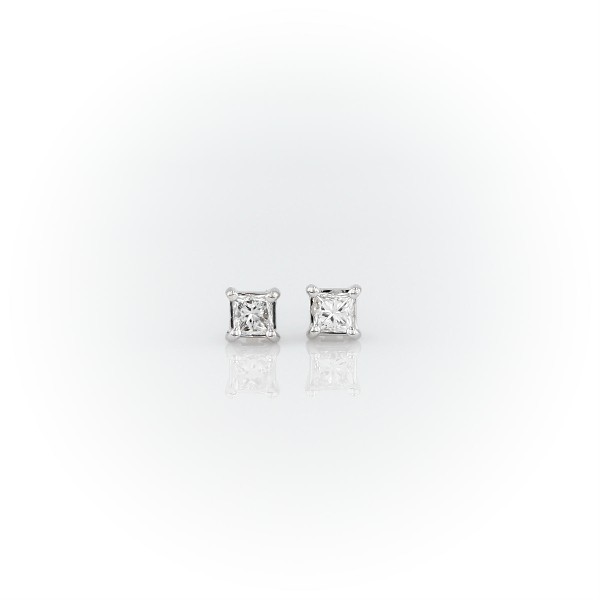 14k White Gold Four-Claw Princess Diamond Stud Earrings (0.30 ct. tw.)