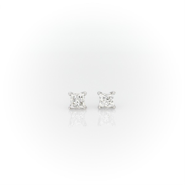 14k White Gold Four-Claw Princess Diamond Stud Earrings (0.46 ct. tw.)