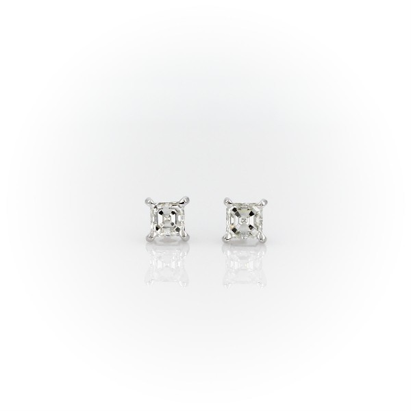 Asscher Diamond Stud Earrings in 14k White Gold (0.47 ct. tw.)