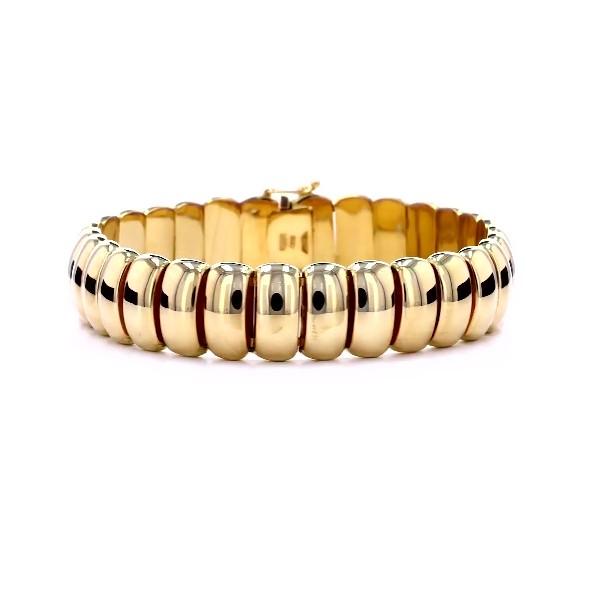 7.5" Large Domed Bracelet in 14k Yellow Gold (13.5 mm)
