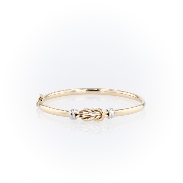 Love Knot Bangle in 14k White and Yellow Gold
