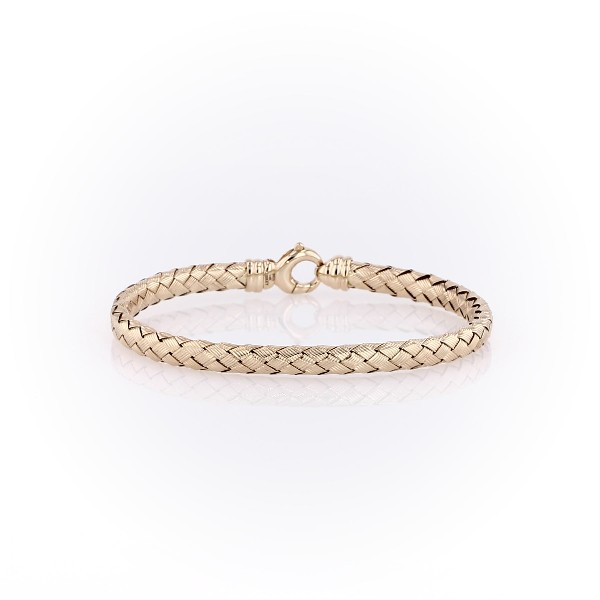 Basket Weave Bangle in 14k Yellow Gold 