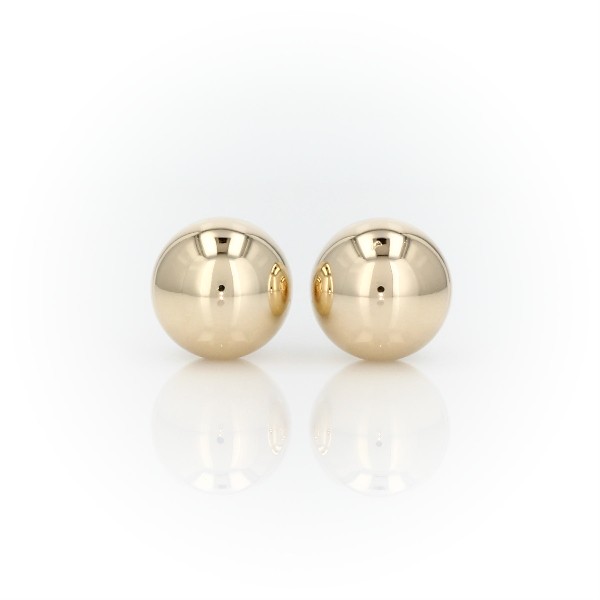 Bead Ball Stud Earrings in 14k Yellow Gold (10mm)