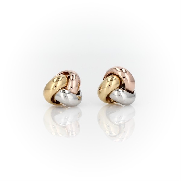 Trio Love Knot Earrings in 14k Tri-Color Italian Gold (9.5mm)