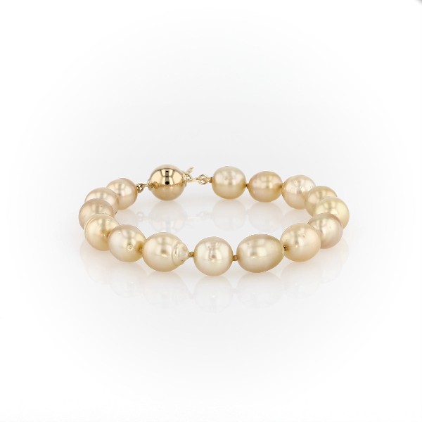 Baroque Golden South Sea Cultured Pearl Bracelet in 18k Yellow Gold (8.9mm)