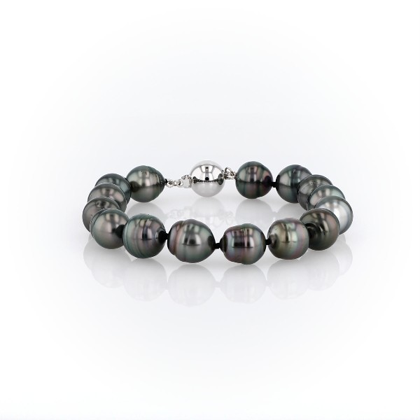 Baroque Tahitian Cultured Pearl Bracelet with 18k White Gold (9.9mm)