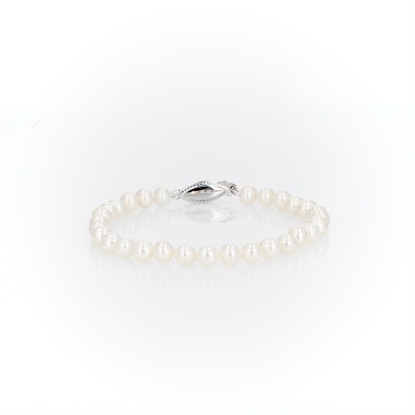 Freshwater Cultured Pearl Bracelet in 14k White Gold (5.0-5.5mm)