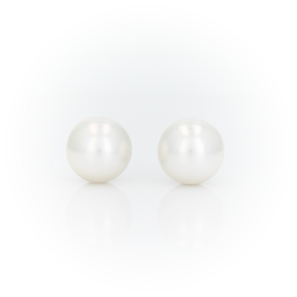 Aretes de perlas cultivadas de los mares del Sur en oro blanco de 18 k (9,0-9,5 mm)