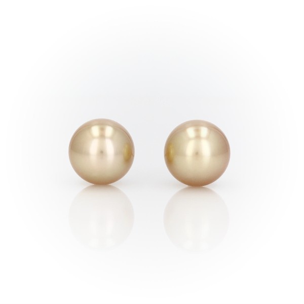 Golden South Sea Cultured Pearl Stud Earrings in 18k Yellow  Gold (9.4mm)