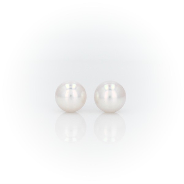 Aretes de perlas cultivadas de Akoya Premier en oro blanco de 18 k (7,0-7,5 mm)