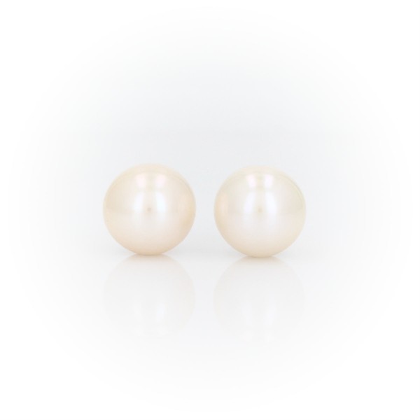 14k Yellow Gold 9-9.5mm Dyed-black Freshwater Cultured High Luster Pearl Ball Stud Earrings 