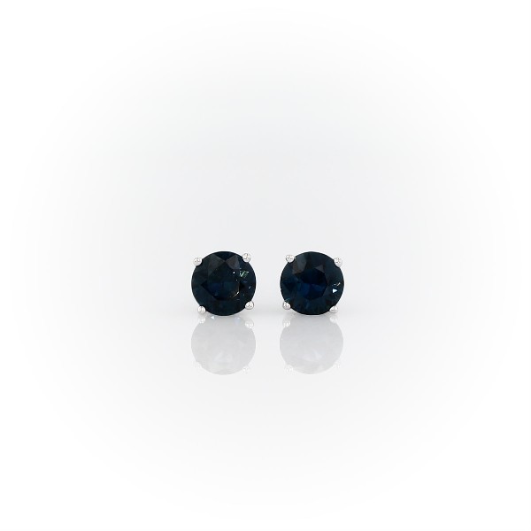 18k 白金藍寶石耳釘（5 毫米）