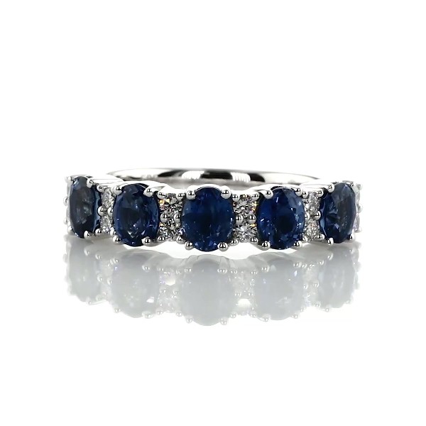 Sapphire and Diamond Five-Stone Ring in 14k White Gold | Blue Nile