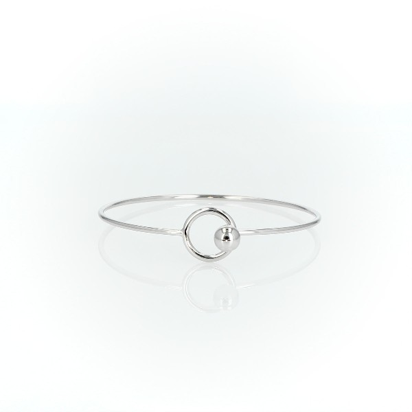 Open Circle Bead Cuff Bracelet in Sterling Silver