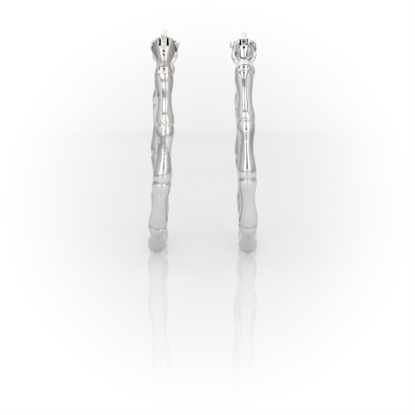Bamboo Hoop Earrings in Sterling Silver (11/16")